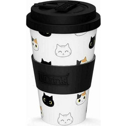 iDrink Ποτήρι Καφέ Bamboo με Καπάκι Cats 435ml ID5017