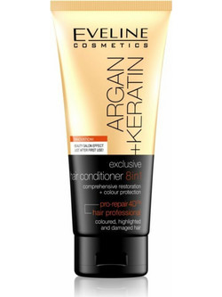 Eveline Exclusive Argan & Keratin Conditioner Κερατίνης για Επανόρθωση για Βαμμένα & Ταλαιπωρημένα Μαλλιά 200ml