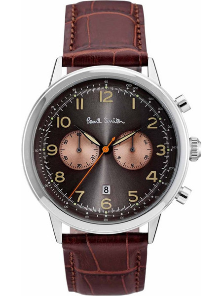 Paul Smith Precision Ανδρικό Ρολόι Χρονογράφος με Καφέ Δερμάτινο Λουράκι P10013
