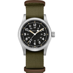 Hamilton Khaki Field Ανδρικό Ρολόι Αυτόματο με Χακί Δερμάτινο Λουράκι H69439931