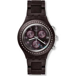 Swatch Irony Tobacco Scent Aluminium Bracelet Γυναικείο Ρολόι Χρονογράφος με Μαύρο Καουτσούκ Λουράκι SVCV4000AG