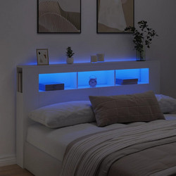 vidaXL Κεφαλάρι Κρεβατιού Ξύλινο Λευκό με LED Φωτισμό 180x18.5x103cm 837358