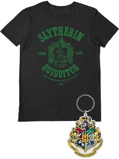 T-shirt Slytherin Harry Potter - Σετ με μπρελόκ Hogwarts