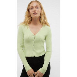 Vero Moda Γυναικεία Ζακέτα Πλεκτή Κοντή με Κουμπιά Lime