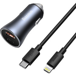 Φορτιστής Αυτοκινήτου Baseus Contactor Pro USB+USB-C με καλώδιο Lightning QC4.0+ PD, SCP, 40W 1m Σκούρο Γκρι