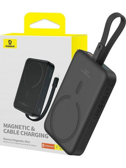 Baseus Magnetic Mini Wireless Magsafe Power Bank 10000mAh 20W με Θύρα USB-C Quick Charge 3.0 & Power Delivery Black