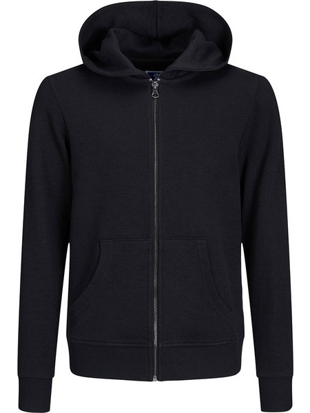 Jack & Jones Παιδική Ζακέτα Φούτερ με Κουκούλα και Φερμουάρ Μαύρη 12182519