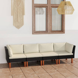vidaXL Τετραθέσιος Καναπές Εξωτερικού Χώρου Rattan Μαύρος 64.5x64.5x67cm 3059730