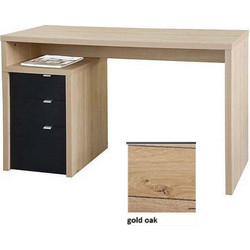 Bicolor Γραφείο 3 Συρτάρια 120x48x76εκ. Με Επιλογές Χρωμάτων - Gold Oak