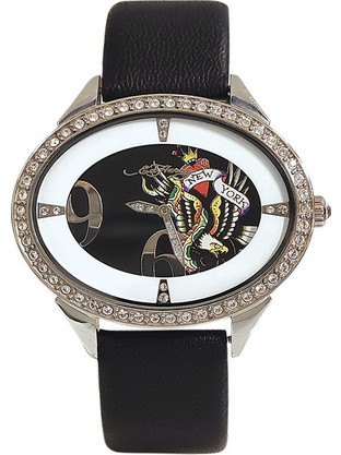 Ed Hardy Showgirl NEW York Γυναικείο Ρολόι με Μαύρο Δερμάτινο Λουράκι SG-NY