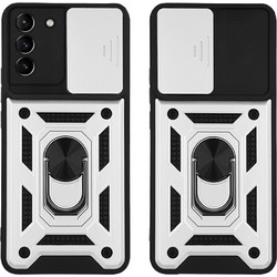 Sonique Ring Armor CamPro Back Cover Silver (Samsung Galaxy S21 Plus)