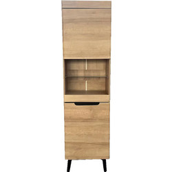 GRIF Βιτρίνα Φυσικό Ξύλο Μαύρα Πόδια 53x40xH197 cm