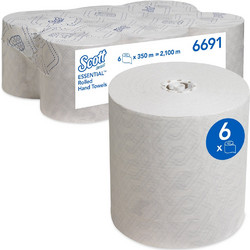 Χειροπετσέτα Σε Ρολό 1φυλλη Λευκή 350m 6 ρολά Scott(R) Essential 6691