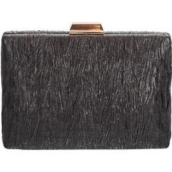 Τσαντάκι clutch απο μεταλλική κασετίνα επένδυση από τσαλακωμένη δερματίνη σεμαύρο χρώμα και αποσπώμενη αλυσίδα 19x14x2cm