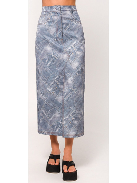SUNSETGO W KARLA MIDI SKIRT - KARLA MIDI-DENIM BLUE