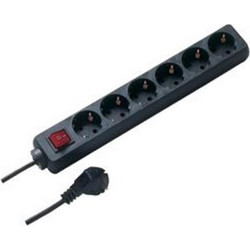 REV Socket line 6-fold 1,4 m with switch black (512380555)