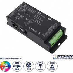 GloboStar 73141 DSA SKYDANCE DC RF 2.4Ghz DMX512 to SPI Decoder DC 5-24V - IP20 Π16.5 x Π7 x Υ3.7cm