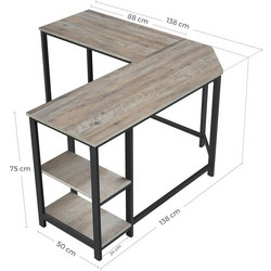 Vasagle Γωνιακό Γραφείο Ξύλινο 138x138x75cm LWD72MB