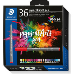 Staedtler Pigment Arts Brush Pen 36 Farben Mehrfarbig Rund Kunststoff Polypropylen (PP) Tinte auf Wasserbasis Erwachsene Kinder (371 C36)