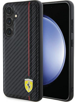 Ferrari Carbon Printed Line Back Cover Black (Samsung Galaxy S24 Plus)