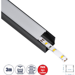 GloboStar(R) SURFACE-PROFILE 70869-3M Προφίλ Αλουμινίου - Βάση & Ψύκτρα Ταινίας LED με Λευκό Γαλακτερό Κάλυμμα - Επιφανειακή Χρήση - Πατητό Κάλυμμα - Μαύρο - 3 Μέτρα - Πακέτο 5 Τεμαχίων - Μ300 x Π2.3