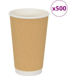 vidaXL Χάρτινα ποτήρια καφέ 500 τεμάχια 16oz 400ml καφέ