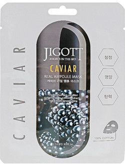 Jigott Caviar Real Ampoule Sheet Μάσκα Προσώπου για Ενυδάτωση με Χαβιάρι 27ml