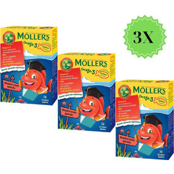 Moller's Ψαράκια Ωμέγα-3 Ιχθυέλαιο για Παιδιά Φράουλα 3x36 Ζελεδάκια