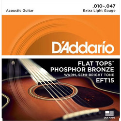 D'Addario EFT15 Σετ 6 Χορδές Ακουστικής Κιθάρας Phosphor Bronze 10-47" Extra Light Tension