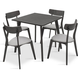 Tραπεζαρία Benson - Toto σετ 5τμχ rustic grey - ύφασμα grey 80x80x75εκ