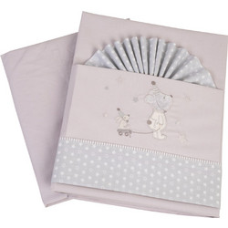 Kipper Flamingo Friends Σετ Βρεφικά Σεντόνια Κούνιας Βαμβακερά 120x180 Grey