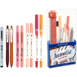 Writech Κασετίνα Γεμάτη Σετ 9 Τεμαχίων Journal Kit Κόκκινο & Ροζ