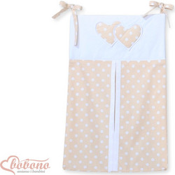 Diaper bag- Hanging Hearts white dots on beige
