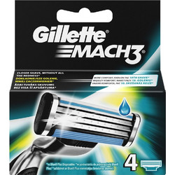 Gillette Mach3 Sensitive Ανταλλακτικές Λεπίδες με 3 Λεπίδες & Λιπαντική Ταινία 4τμχ