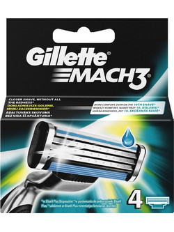 Gillette Mach3 Sensitive Ανταλλακτικές Λεπίδες με 3 Λεπίδες & Λιπαντική Ταινία 4τμχ