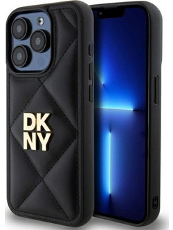 DKNY Quilted Stack Logo iPhone 15 Pro Max Case - Black