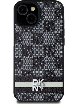 DKNY Leather Checkered Mono Pattern & Printed Stripes case for Samsung Galaxy S24+ - black