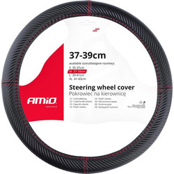 ΚΑΛΥΜΜΑ ΤΙΜΟΝΙΟΥ SWC-38 M 37-39cm ΣΕ ΜΑΥΡΟ CARBON ΧΡΩΜΑ ΜΕ ΚΟΚΚΙΝΗ ΡΑΦΗ ΑΜΙΟ - 1 ΤΕΜ