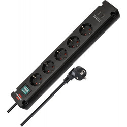 Brennenstuhl Bremounta 5-outlet Extension socket, Πολύπριζο με 2 Θύρες Type-C Διακόπτη, Δυνατότητα Βιδώματος & 3M Καλώδιο, Black