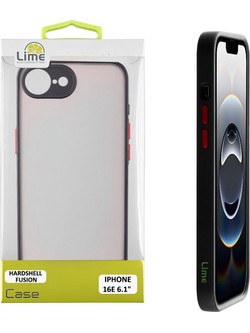 Lime Successories Lime Θηκη Iphone 16E 6.1'' Hardshell Fusion Full Camera Protection Black With Red KEYS