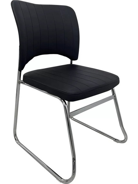 Καρέκλα Επισκέπτη COMFORTHUB Μαύρο/Χρώμιο PU/Μέταλλο 43x42x78cm