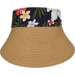 Καπέλο Visor Ανοιχτό Γυναικείο Φυσικό Χρώμα Floral Κορδέλα Φιόγκος