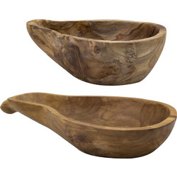 Artekko Woody Μπολ από Ξύλο Teak Φυσική Απόχρωση (41x23x9)cm Σετ/2 Φυσικό