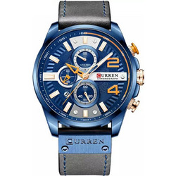 Curren Ανδρικό Ρολόι με Γκρι Δερμάτινο Λουράκι 8393 Grey
