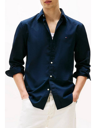 Tommy Hilfiger Ανδρικό Πουκάμισο Βαμβακερό Μακρυμάνικο Κανονική Γραμμή Navy Μπλε MW0MW39988-DW5
