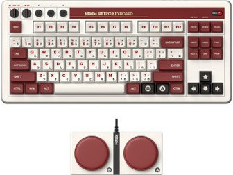 8bitdo Retro Fami Edition White Red Ασύρματο Μηχανικό Gaming Πληκτρολόγιο TenKeyLess με Kailh Box White Διακόπτες