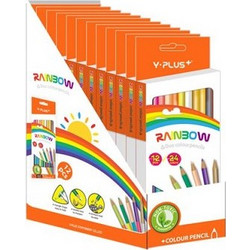 ΞΥΛΟΜΠΟΓΙΕΣ RAINBOW ΣΥΣΚ 12ΤΕΜ /24 ΧΡΩΜΑΤΑ + ΞΥΣΤΡΑ Y-PLUS 308717