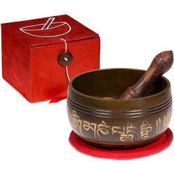 Gift Set Μπολ Διαλογισμού - Tibetan Singing Bowl Ohm Red 8cm