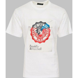 Franklin & Marshall Ανδρικό T-shirt in organic cotton stampa Alumni logo Crest - ΛΕΥΚΌ