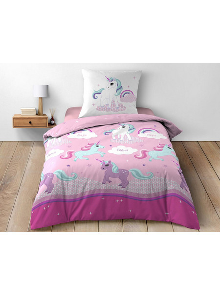 Douceur d'interieur Licorne Unicorn Σετ Παιδική Παπλωματοθήκη Μονή Βαμβακερή 140x200 Ροζ